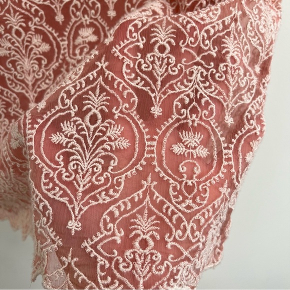 Sundance Embroidered Pink Short Sleeve Rose Palace Shift Dress Size Medium - Picture 5 of 11